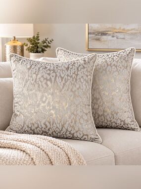 (2) Metallic Decorative Throw Pillow set 20” x 20 “